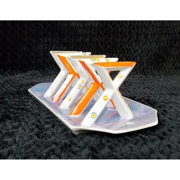 Japanese Lusterware Art Deco Toast Rack – Hand-Painted – 1920s–1930s - Picture 1 of 13